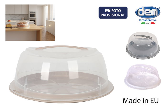 Inde Tartera Redonda Alta con Asa, 34,9 cm Ancho x 34,8 cm Largo x 14,4 cm Alto, Capacidad Alta para Almacenamiento y Transporte (6 Unidades)