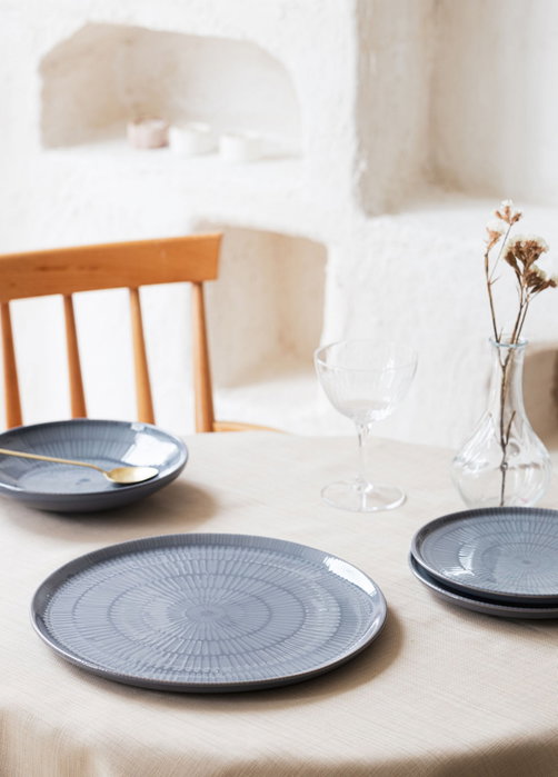 Hermia NON0005 Plato de Servicio 30x30x1 cm Cerámica Gris para Bodas, Fiestas y Uso Diario