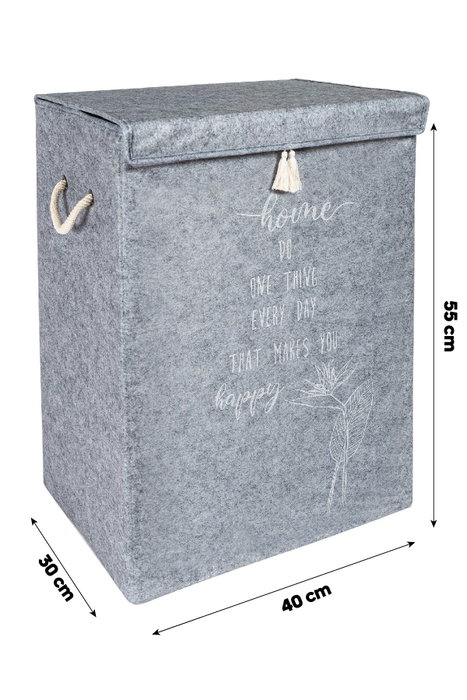 Aberto Design ALS-03488 Cesta de fieltro Gris 55x30x40 cm Hecha a Mano para Almacenamiento Decorativo de Hogar