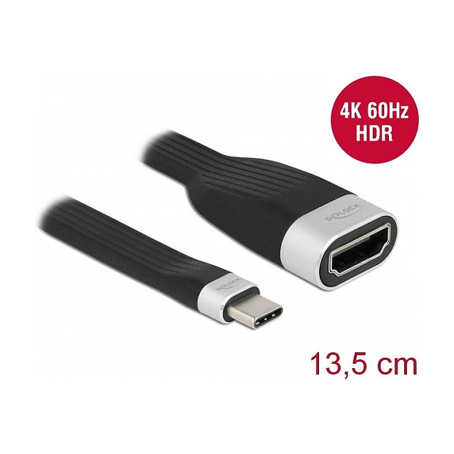 DeLOCK Cable de cinta plana FPC USB Type-C a HDMI 4K 60 Hz 13,5 cm DeLOCK Cable de cinta plana FPC USB Type-C a HDMI 4K 60 Hz 13,5 cm