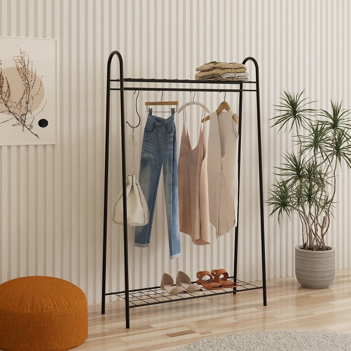 Hanah Home Perchero Negro Metálico 144.5x89x32.5 cm