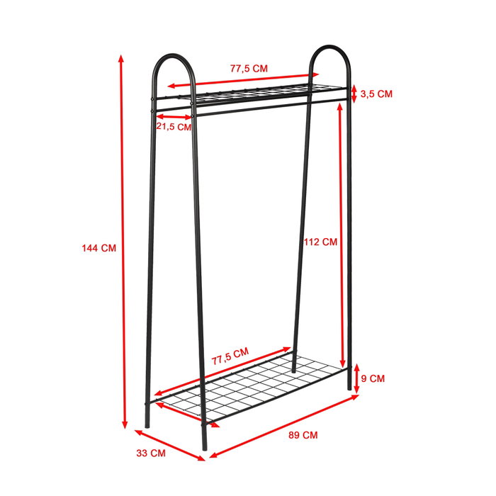 Hanah Home Perchero Negro Metálico 144.5x89x32.5 cm