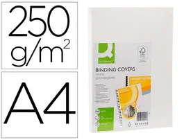 Q-connect Tapas de Encuadernación Cartón Simil Piel Blanco DIN A4 Caja 100 Unidades