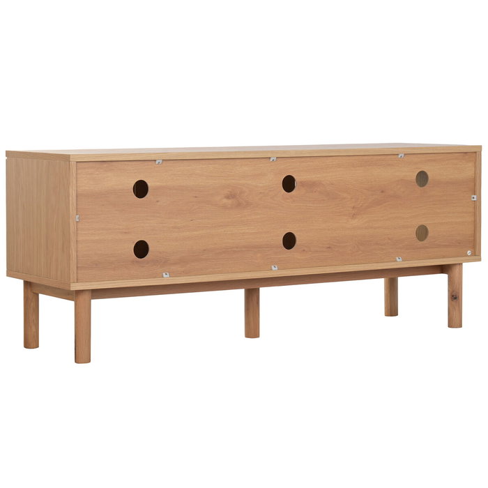 DKD Home Decor Mueble TV KITH MDF y Cristal Natural 140x40x55 cm