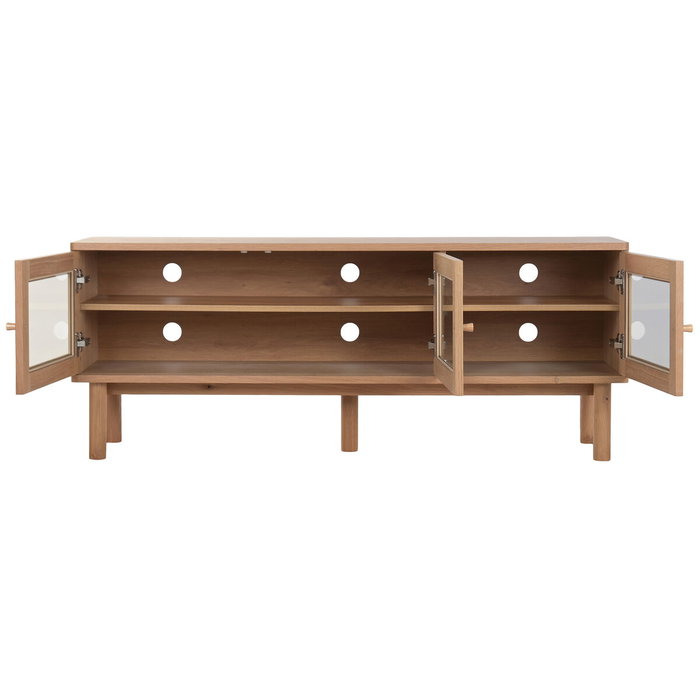 DKD Home Decor Mueble TV KITH MDF y Cristal Natural 140x40x55 cm