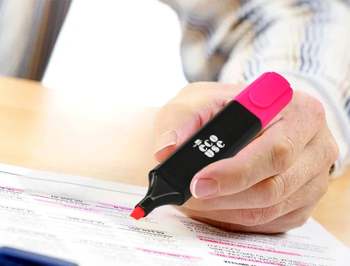 Liderpapel Rotulador Fluorescente Ecológico de Plástico Reciclado, Caja de 4 Unidades, Colores Surtidos