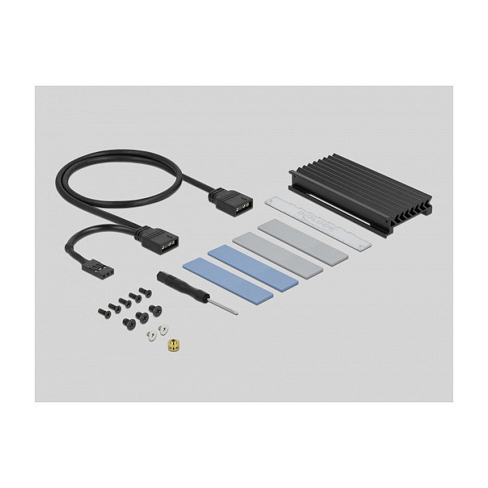 DeLOCK Adaptador PCIe x4 a M.2 NVMe Interno con Disipador de Calor e Iluminación RGB LED - Factor de Forma Low Profile