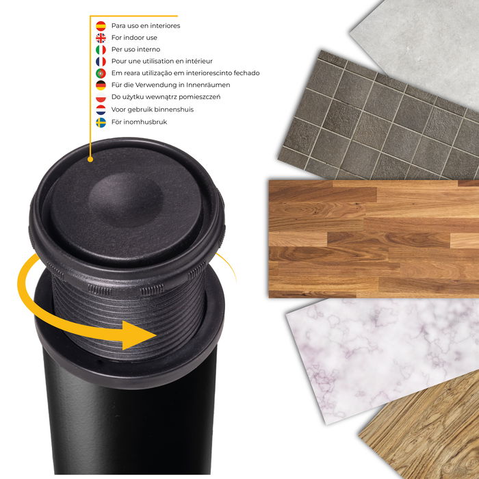 Emuca Lote de 4 patas para mesa, diámetro 60mm, H 830mm, Acero, Pintado negro