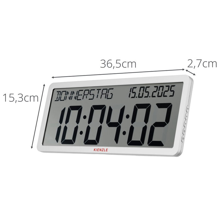 Kienzle Reloj de Pared con Control por Radio y Pantalla de Fecha Blanco