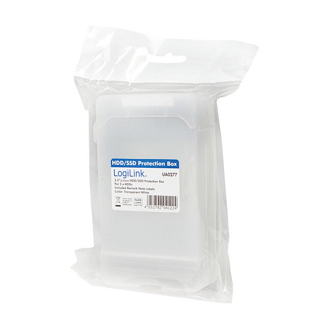 LogiLink Caja de protección blanca para 2 HDD/SSD de 2,5 pulgadas