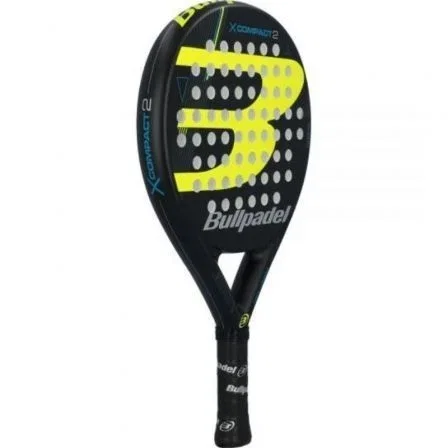 Bullpadel PAD X-COMP 2 YE Pala de Pádel X-Compact 2 Redonda Negra y Amarilla, Núcleo EVA Soft, Marco Carbono, Nivel Intermedio