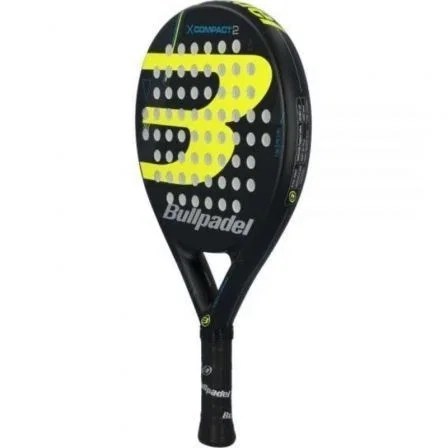 Bullpadel PAD X-COMP 2 YE Pala de Pádel X-Compact 2 Redonda Negra y Amarilla, Núcleo EVA Soft, Marco Carbono, Nivel Intermedio