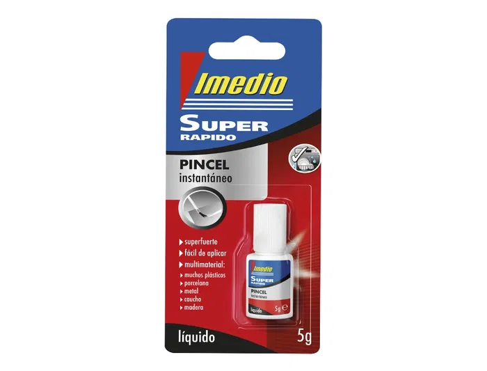 Imedio Pegamento adhesivo instantáneo super rápido líquido, 5 g, con aplicador de pincel, extremadamente fuerte, para bricolaje, resistente al agua