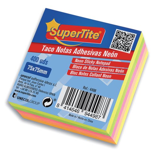 Taco Notas Supertite 75X75 Neon 400 Uds (Set de 6) Taco Notas Supertite 75X75 Neon 400 Uds (Set de 6)