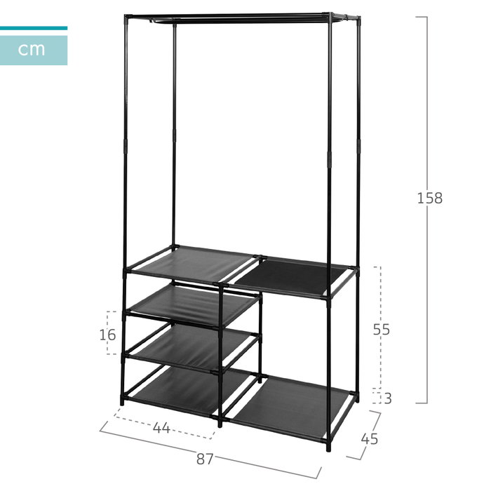 Max Home Armario abierto con 4 estantes de tela 87x45x158 cm