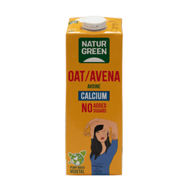 NATURGREEN Bebida de Avena sin Azúcares Añadidos con Calcio 1 Litro