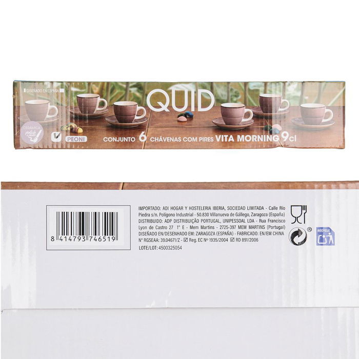 Set de 6 Tazas con Platillo Cerámica Vita Morning Quid 9 cL