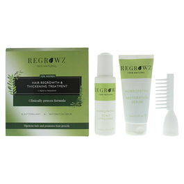 Set Regrowz: Homeopathic, Scalp Serum, Restorative, 75 ml + Homeopathic, Scalp Cream Treatment, Hydrate & Protect, 75 ml + Homeopathic, Mini, Hair Brush, White