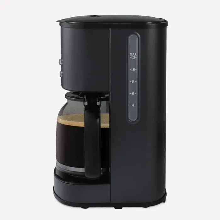 Hkoenig Cafetera MG32 1.5L (12 tazas) 1000W Pantalla LCD Mantener Caliente Negra Acero Inoxidable
