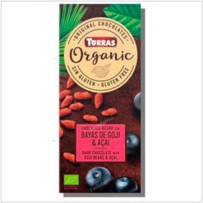 TORRAS Chocolate Negro con Bayas Goji Açai 100gr Bio SG TORRAS Chocolate Negro con Bayas Goji Açai 100gr Bio SG