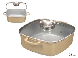 KINVARA Cacerola Cuadrada Inducción Forjada Beige 24cm