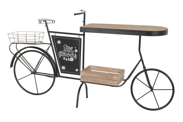 DKD Home Decor Expositor Bicicleta Flowers para Terraza y Jardín Negro Marrón 100x39x187 cm