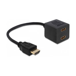 DeLOCK 65226 - Adaptador HDMI Macho a 2x HDMI Hembra, Conector Tipo A Estándar, Color Negro