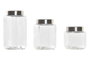 DKD Home Decor Set de 3 Botes de Cristal e Inox
