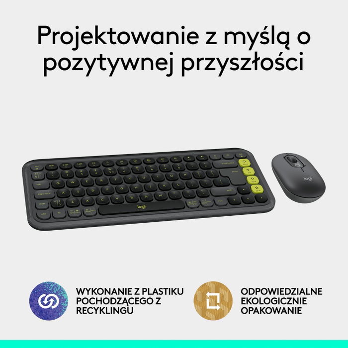Logitech POP ICON Combo inalámbrico con teclado y ratón, gris