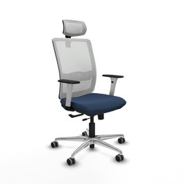 PIQUERAS Y CRESPO Silla de oficina Haches con mecanismo Sincro/Traslack Azul marino y Blanco