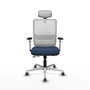 PIQUERAS Y CRESPO Silla de oficina Haches con mecanismo Sincro/Traslack Azul marino y Blanco
