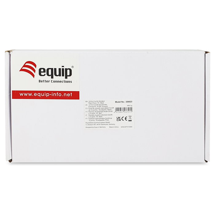 EQUIP Patch Panel 12 Puertos RJ45 Cat6A 10G Ethernet 1U Montaje Rack Negro 326623