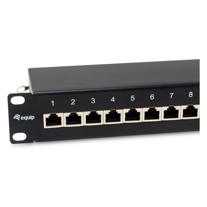 EQUIP Patch Panel 12 Puertos RJ45 Cat6A 10G Ethernet 1U Montaje Rack Negro 326623