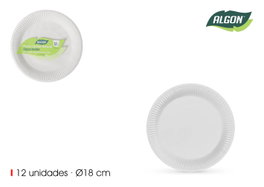 Inde Set de 24 Platos Redondos de Cartón Natural 18 cm