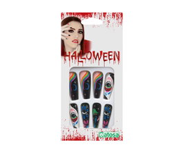 Atosa Uñas Postizas con Diseños de Cráneos y Lápidas Blanco y Negro