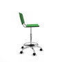 Taburete Robledo con mecanismo Giratorio de PVC color Verde. Equipado con Base cromada, Sin brazos y Ruedas de nailon 50 mm