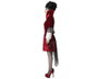 NO BRAND Disfraz de Vampiresa para Mujer Adulto, Halloween, Vestido Rojo Burdeos con Tul Negro y Mangas Blancas, Talla XS-S