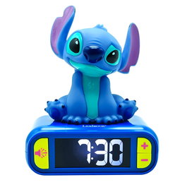 Lexibook Despertador Digital Stitch con Luz Nocturna 3D y Efectos Sonoros, Personaje Disney Lilo y Stitch, para Niños y Adultos 15x10x20 cm