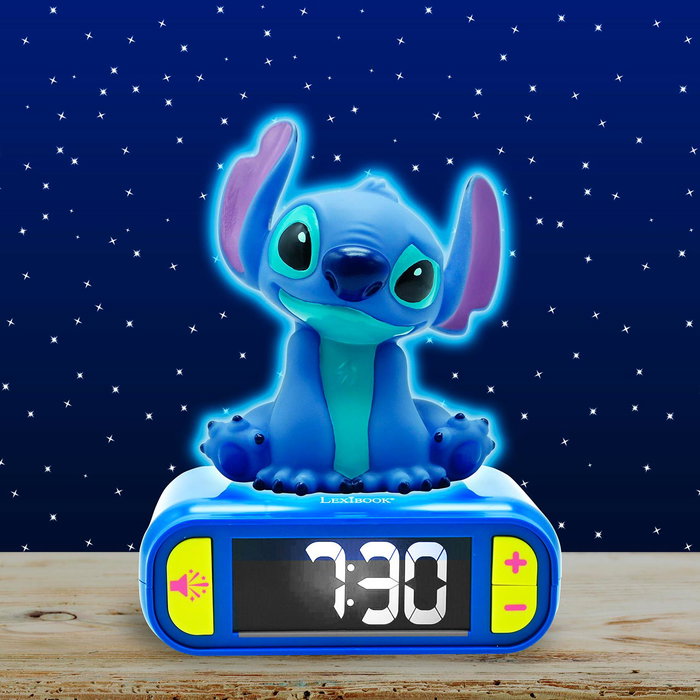 Lexibook Reloj Despertador Stitch RL800D con Luz Nocturna y Sonidos, Juguete +6 Años