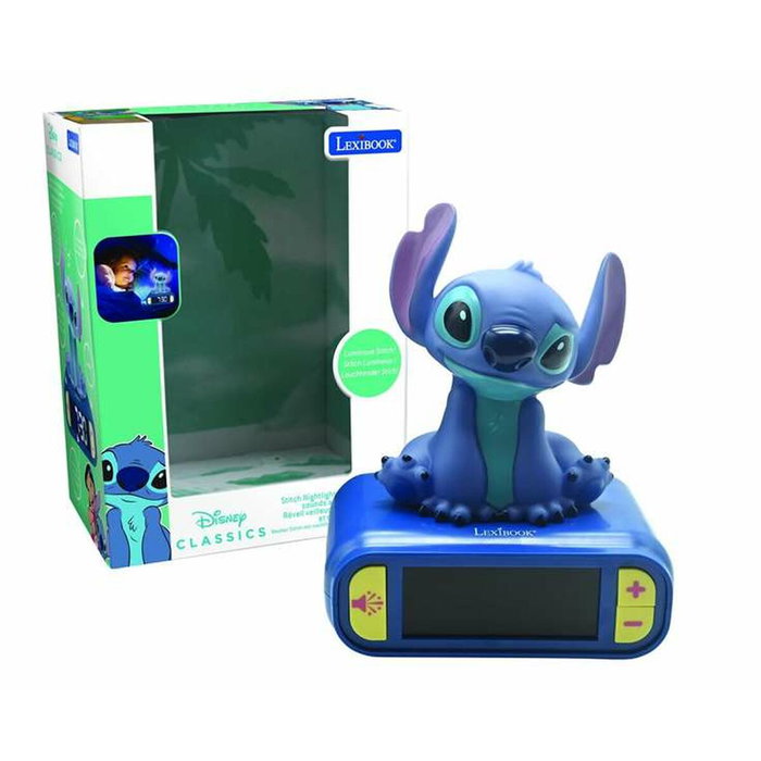 LEXIBOOK Reloj despertador digital Stitch con luz nocturna 3D y efectos sonoros