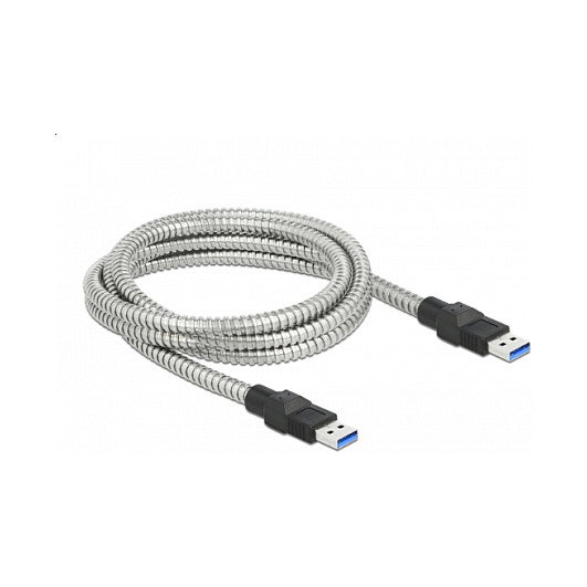 DeLOCK Cable USB 3.2 Gen 1 Tipo-A a Tipo-A con cubierta metálica 2 m Plata