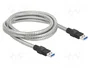 DeLOCK Cable USB 3.2 Gen 1 Tipo-A a Tipo-A con cubierta metálica, 2 m, Plata