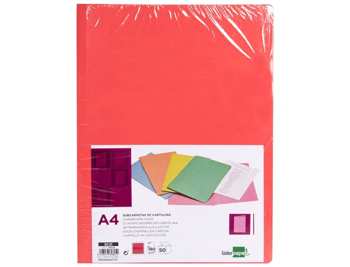 Liderpapel Subcarpeta A4 Rojo Pastel Liderpapel Subcarpeta A4 Rojo Pastel