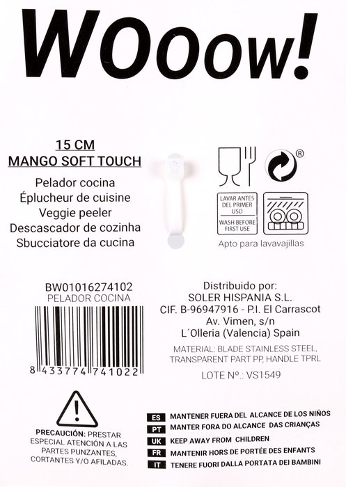 Wooow Pelador Cocina Privilege 15x5.8x3 cm (36 Unidades)