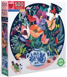 EEBOO Puzzle Redondo Bodegón con Flores de 500 Piezas