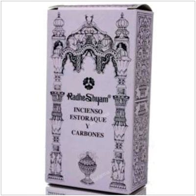 RADHE SHYAM Incienso Estoraque 50gr + 10 Carbones para Aromaterapia y Rituales RADHE SHYAM Incienso Estoraque 50gr + 10 Carbones para Aromaterapia y Rituales