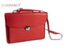 Q-connect Cartera Portadocumentos con Correa, Cierre Metálico, Departamentos Interiores, Polipiel, Color Rojo, 390x280 mm