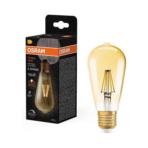 OSRAM Vintage 1906 Bombilla LED E27 6,5W 725lm 2400K Regulable