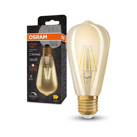OSRAM Vintage 1906 Bombilla LED E27 6,5W 725lm 2400K Regulable