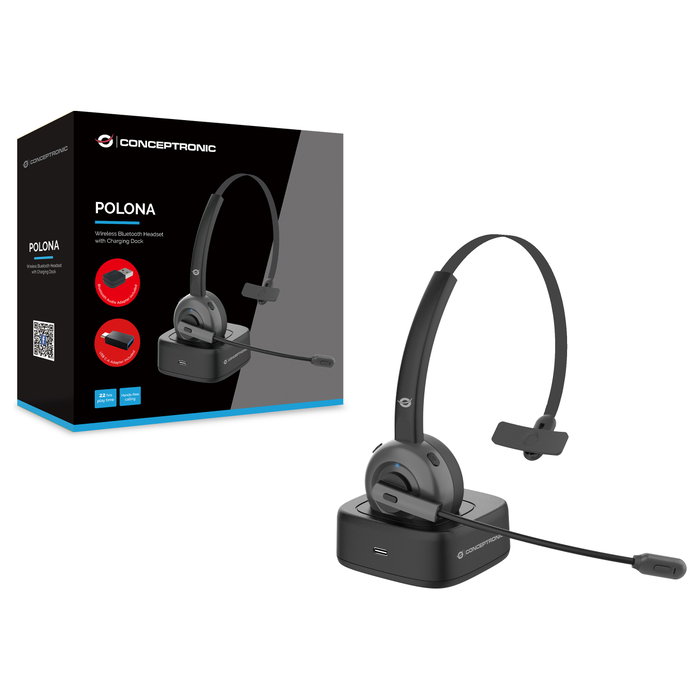 Conceptronic POLONA03BDA Auricular Mono Bluetooth con Base de Carga